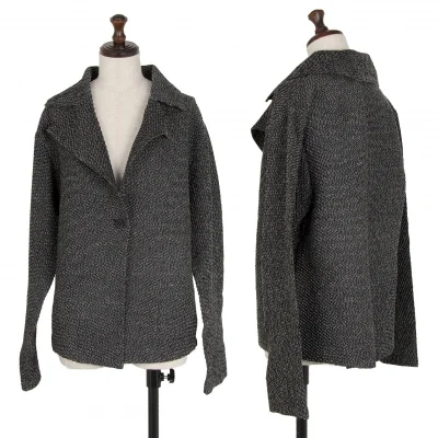 イッセイミヤケISSEY MIYAKE ステッチ編み1Bジャケット 黒白