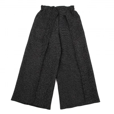 イッセイミヤケISSEY MIYAKE ステッチ編みベルテッドワイドパンツ 黒白