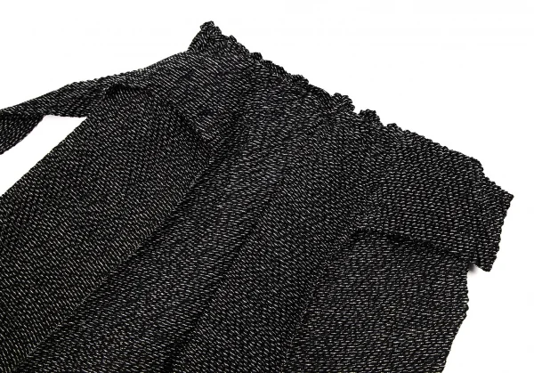 イッセイミヤケISSEY MIYAKE ステッチ編みベルテッドワイドパンツ 黒白M位 K-108692_004