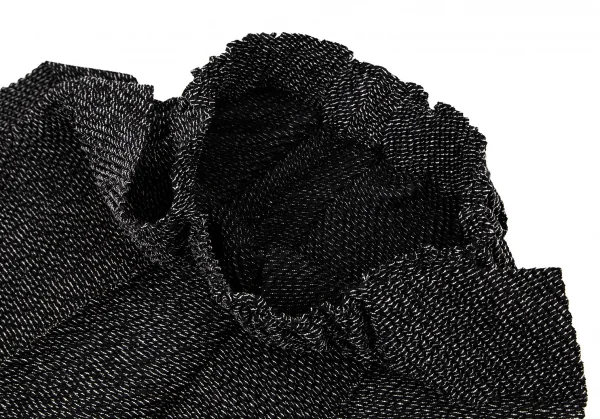 イッセイミヤケISSEY MIYAKE ステッチ編みベルテッドワイドパンツ 黒白M位 K-108692_005