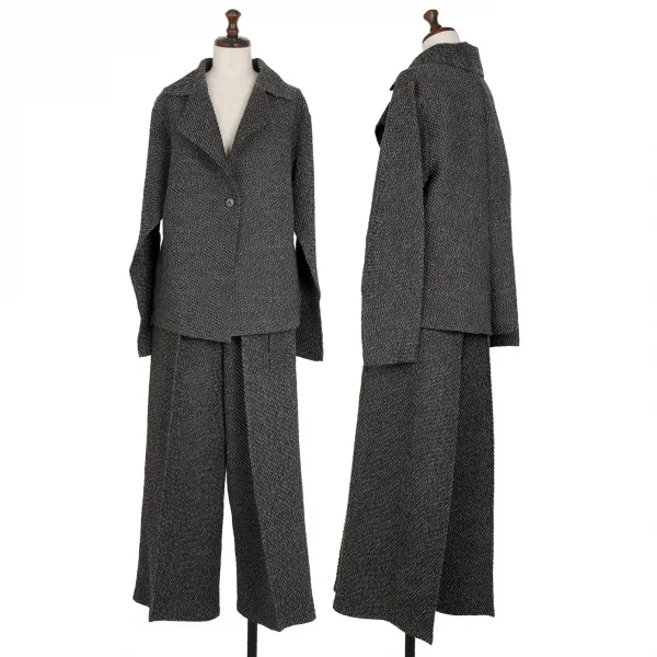イッセイミヤケISSEY MIYAKE ステッチ編みセットアップ 黒白M位 K-108693_001