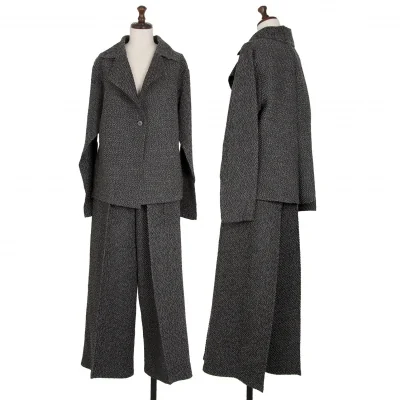 イッセイミヤケISSEY MIYAKE ステッチ編みセットアップ 黒白