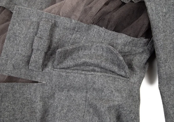 コムデギャルソンCOMME des GARCONS メッシュフェルト貼り付けジャケット グレーS K-108707_008