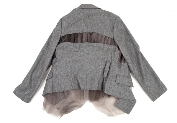 コムデギャルソンCOMME des GARCONS メッシュフェルト貼り付けジャケット グレーS K-108707_010