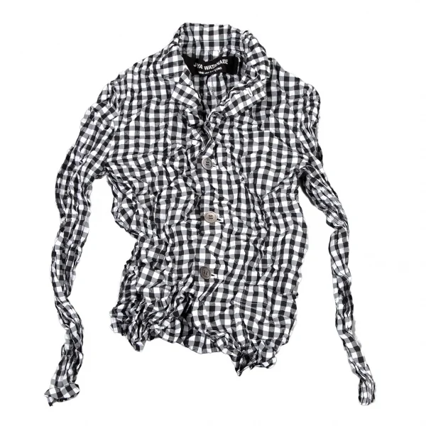 ジュンヤワタナベ コムデギャルソンJUNYA WATANABE COMME des GARCONS ポリシルクギンガムチェックワッシャーシャツ 白黒M位 K-108712_002