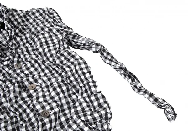 ジュンヤワタナベ コムデギャルソンJUNYA WATANABE COMME des GARCONS ポリシルクギンガムチェックワッシャーシャツ 白黒M位 K-108712_007