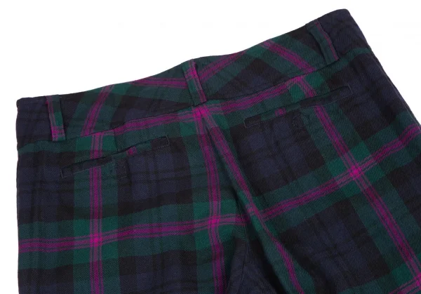 トリコ コムデギャルソンtricot COMME des GARCONSチェックウールワイドパンツ 緑紫他M K-108720_010