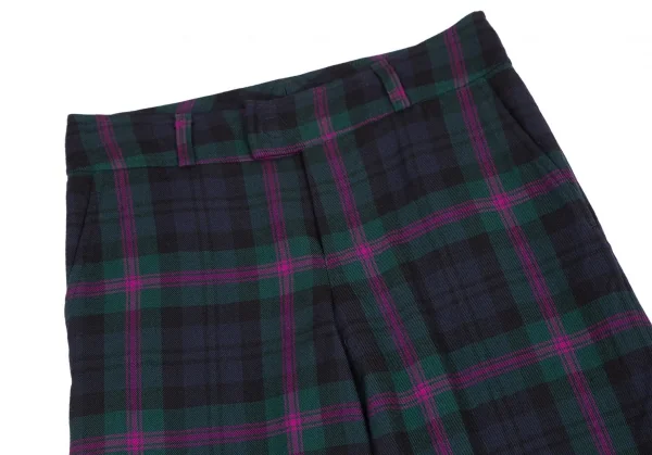 トリコ コムデギャルソンtricot COMME des GARCONSチェックウールワイドパンツ 緑紫他M K-108720_002