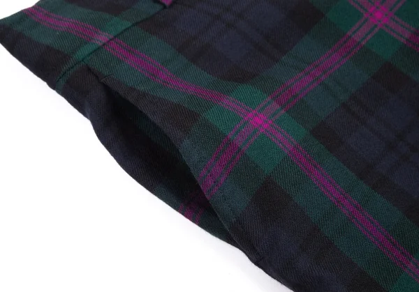 トリコ コムデギャルソンtricot COMME des GARCONSチェックウールワイドパンツ 緑紫他M K-108720_003