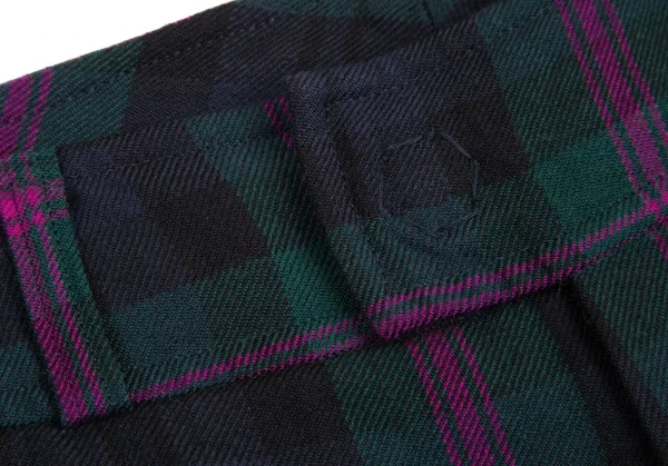 トリコ コムデギャルソンtricot COMME des GARCONSチェックウールワイドパンツ 緑紫他M K-108720_004