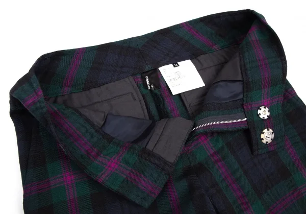 トリコ コムデギャルソンtricot COMME des GARCONSチェックウールワイドパンツ 緑紫他M K-108720_006