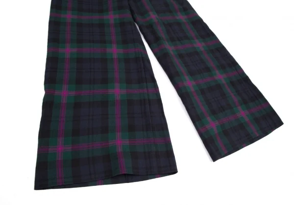 トリコ コムデギャルソンtricot COMME des GARCONSチェックウールワイドパンツ 緑紫他M K-108720_007