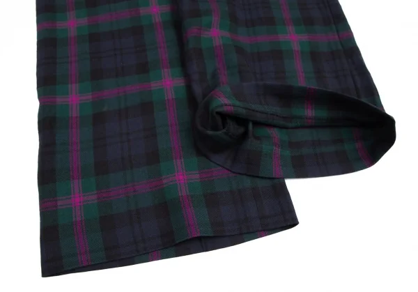 トリコ コムデギャルソンtricot COMME des GARCONSチェックウールワイドパンツ 緑紫他M K-108720_008