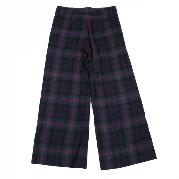 トリコ コムデギャルソンtricot COMME des GARCONSチェックウールワイドパンツ 緑紫他M K-108720_009