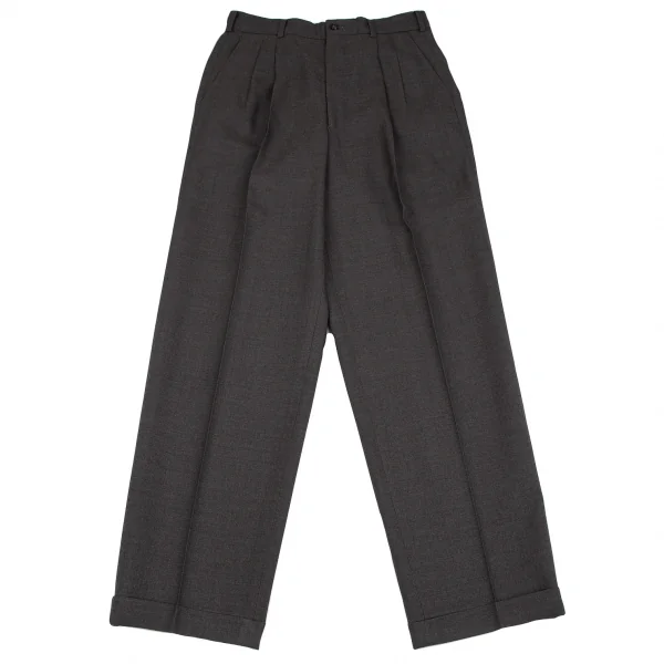 コムデギャルソン オムCOMME des GARCONS HOMME ウールシャドーストライプツータックダブルパンツ チャコールM K-108733_001