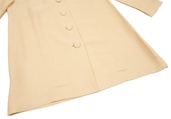 ヨシエイナバyoshie inaba シルク混ストライプ織りノーカラージャケット クリーム9 K-108751_009