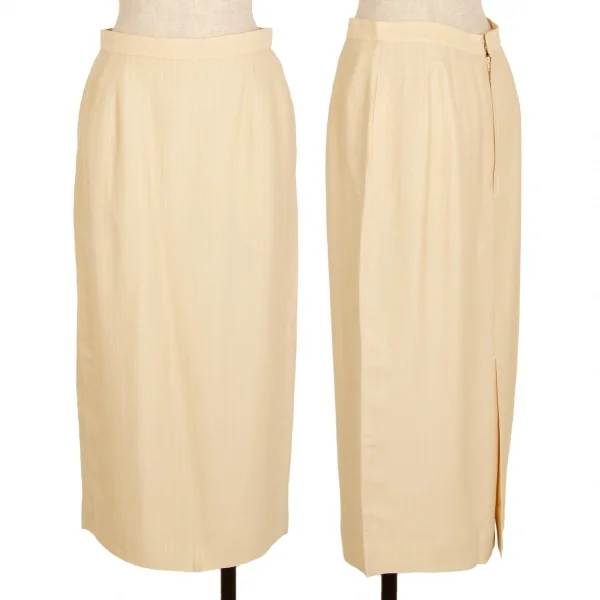 ヨシエイナバyoshie inaba シルク混ストライプ織りスカート クリーム11 K-108752_001