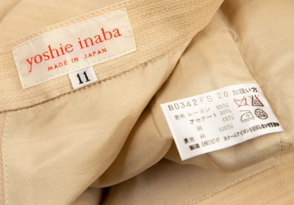 ヨシエイナバyoshie inaba シルク混ストライプ織りスカート クリーム11 K-108752_013
