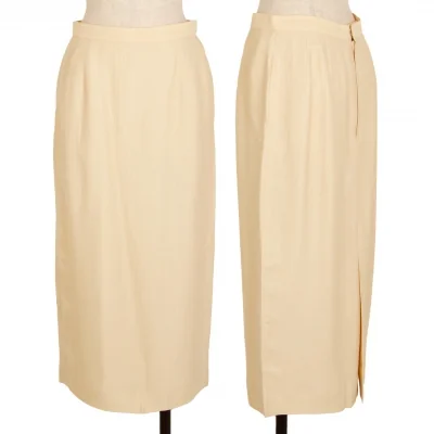 ヨシエイナバyoshie inaba シルク混ストライプ織りスカート クリーム