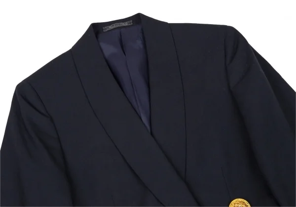 ジャンニヴェルサーチGIANNI VERSACE 透かしボタンショールカラージャケット 紺38 K-108761_003