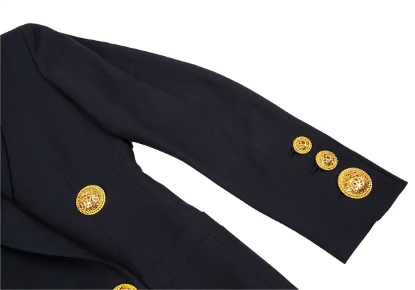 ジャンニヴェルサーチGIANNI VERSACE 透かしボタンショールカラージャケット 紺38 K-108761_005