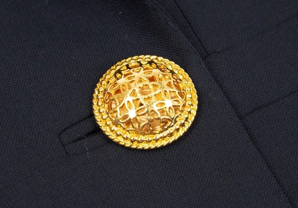 ジャンニヴェルサーチGIANNI VERSACE 透かしボタンショールカラージャケット 紺38 K-108761_008