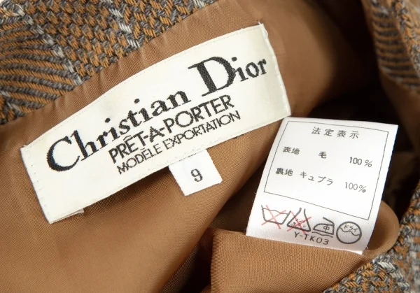 クリスチャンディオールChristian Dior マルチパターンストライプノーカラージャケット 茶グレー9 K-108762_018