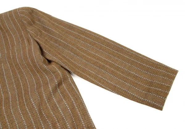 クリスチャンディオールChristian Dior マルチパターンストライプノーカラージャケット 茶グレー9 K-108762_008