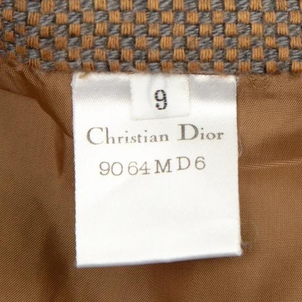 クリスチャンディオールChristian Dior チェック織りスカート 茶グレー9 K-108763_014