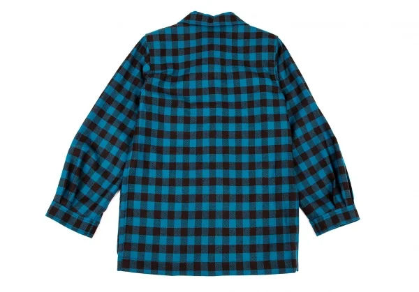 サンローラン リヴゴーシュSAINT LAURENT rive gauche チェックシャツジャケット 青茶34 K-108765_013