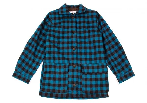 サンローラン リヴゴーシュSAINT LAURENT rive gauche チェックシャツジャケット 青茶34 K-108765_002