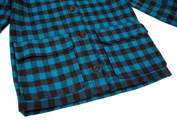 サンローラン リヴゴーシュSAINT LAURENT rive gauche チェックシャツジャケット 青茶34 K-108765_009