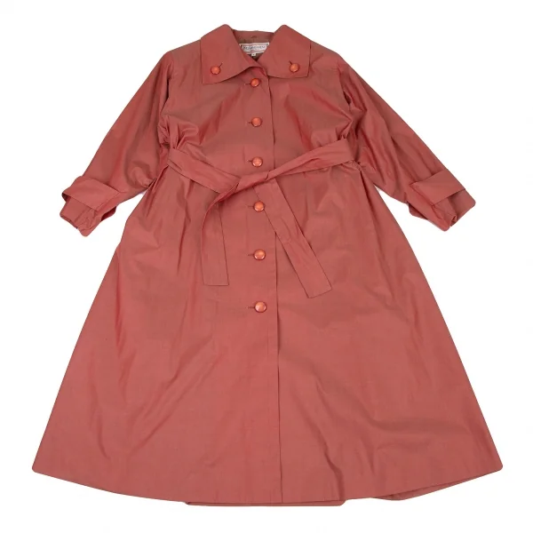 イヴサンローランYves Saint Laurent コットンポリボタンダウンビッグカラーコート ピンクS K-108766_002