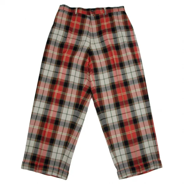 ワイズフォーメンY's for men コットンレーヨンタータンチェックパンツ 赤緑黒他2 K-108792_001