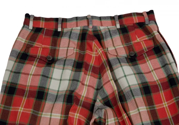 ワイズフォーメンY's for men コットンレーヨンタータンチェックパンツ 赤緑黒他2 K-108792_011