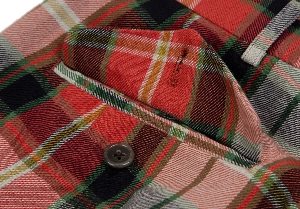 ワイズフォーメンY's for men コットンレーヨンタータンチェックパンツ 赤緑黒他2 K-108792_012