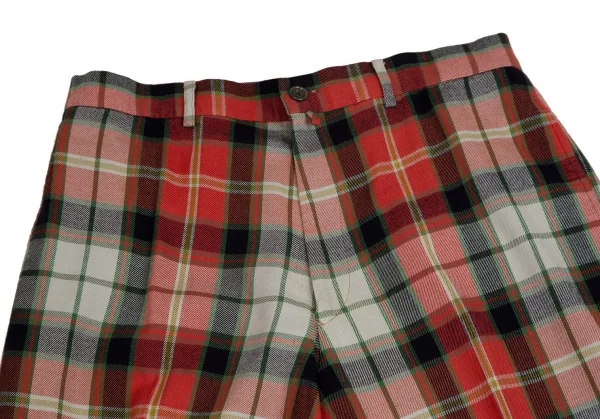 ワイズフォーメンY's for men コットンレーヨンタータンチェックパンツ 赤緑黒他2 K-108792_002