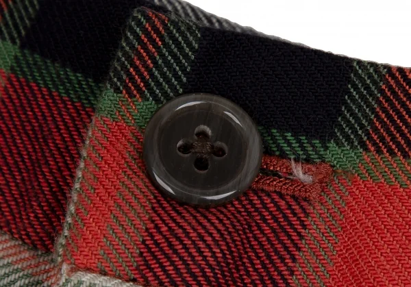 ワイズフォーメンY's for men コットンレーヨンタータンチェックパンツ 赤緑黒他2 K-108792_003