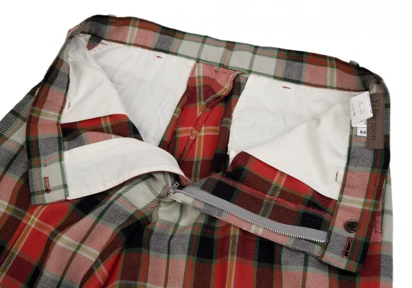 ワイズフォーメンY's for men コットンレーヨンタータンチェックパンツ 赤緑黒他2 K-108792_004