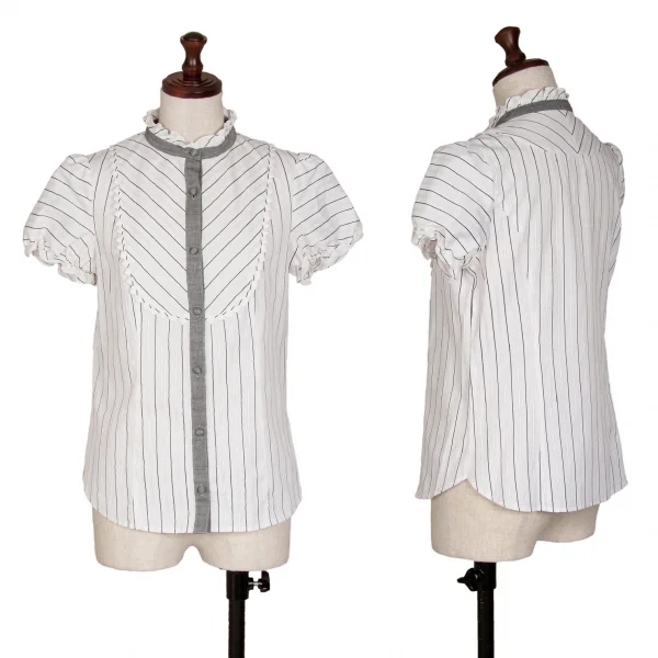 ドーリーガールバイアナスイ DOLLY GIRL BY ANNA SUI ストライプフリルブラウス 白グレーピンク1 K-108800_001