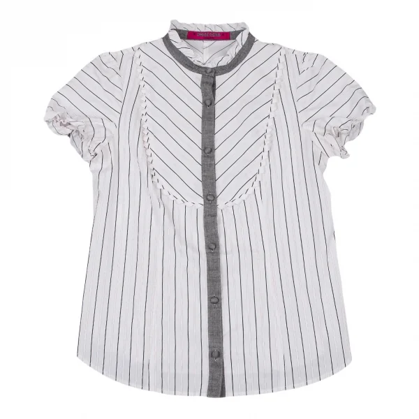 ドーリーガールバイアナスイ DOLLY GIRL BY ANNA SUI ストライプフリルブラウス 白グレーピンク1 K-108800_002