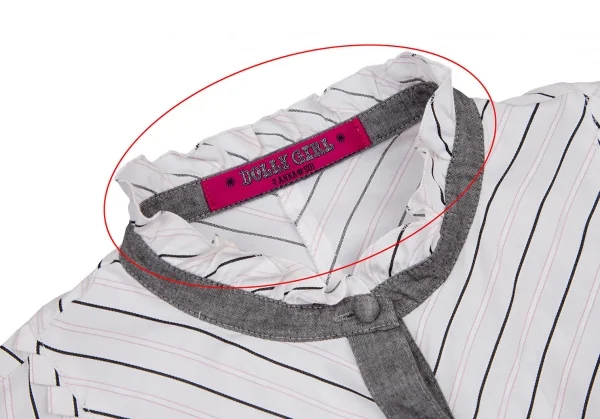 ドーリーガールバイアナスイ DOLLY GIRL BY ANNA SUI ストライプフリルブラウス 白グレーピンク1 K-108800_004