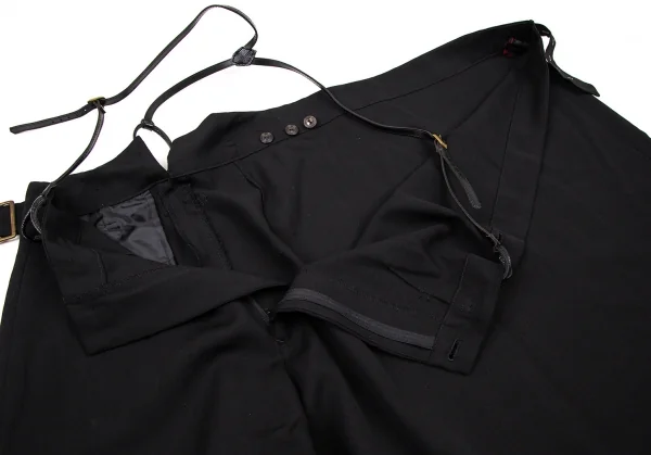 ジャンポールゴルチエ クラシックJean Paul GAULTIER CLASSIQUE ウールギャバハーフラップサスペンダーパンツ 黒40 K-108813_010
