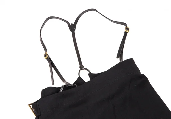 ジャンポールゴルチエ クラシックJean Paul GAULTIER CLASSIQUE ウールギャバハーフラップサスペンダーパンツ 黒40 K-108813_003