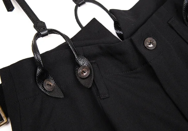 ジャンポールゴルチエ クラシックJean Paul GAULTIER CLASSIQUE ウールギャバハーフラップサスペンダーパンツ 黒40 K-108813_008