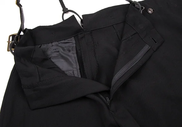ジャンポールゴルチエ クラシックJean Paul GAULTIER CLASSIQUE ウールギャバハーフラップサスペンダーパンツ 黒40 K-108813_009