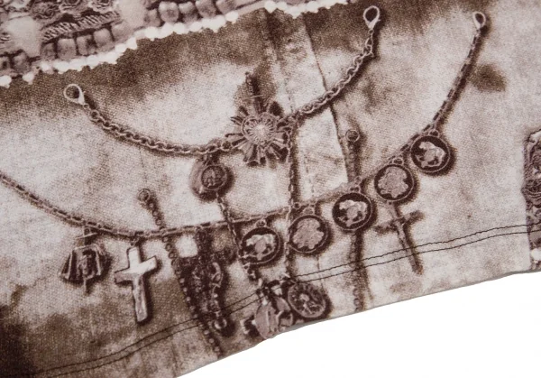 ジャンポールゴルチエ ファムJean Paul GAULTIER FEMME 刺繍チャーム転写プリントタンクトップ 赤茶オフ40 K-108814_013