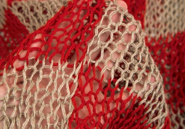 コムデギャルソン オムオムCOMME des GARCONS HOMME HOMME ブロックチェックハンドスパイダーニット 赤モカL位 K-108842_012