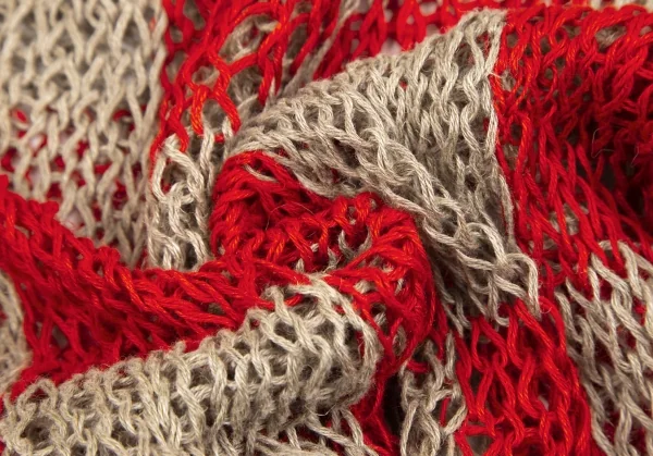 コムデギャルソン オムオムCOMME des GARCONS HOMME HOMME ブロックチェックハンドスパイダーニット 赤モカL位 K-108842_013