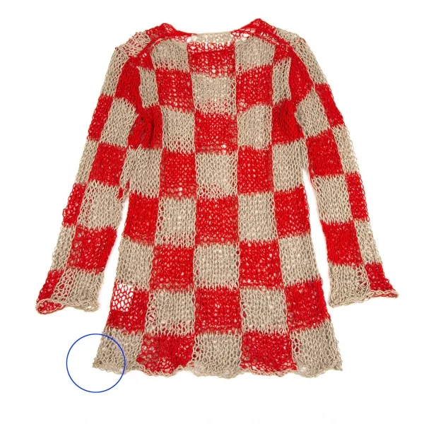 コムデギャルソン オムオムCOMME des GARCONS HOMME HOMME ブロックチェックハンドスパイダーニット 赤モカL位 K-108842_008